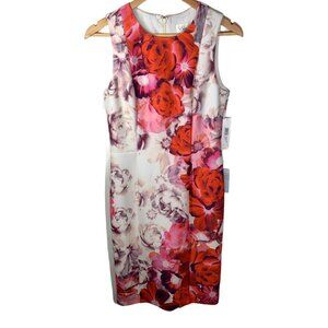 Eliza J Women’s White Pink Red Floral Sheath Dress Size 6